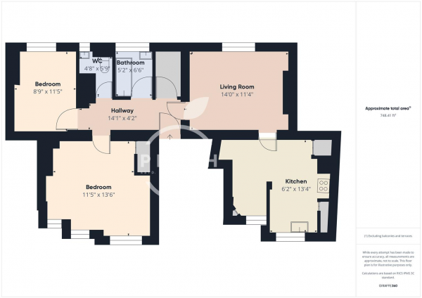 Floor Plan Image for 2 Bedroom Apartment to Rent in Walton House, Old Nichol Street