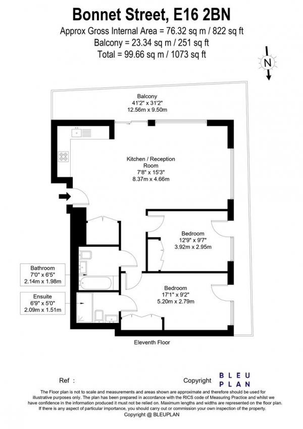 Floor Plan Image for 2 Bedroom Apartment for Sale in Bonnet Street, Docklands, E16