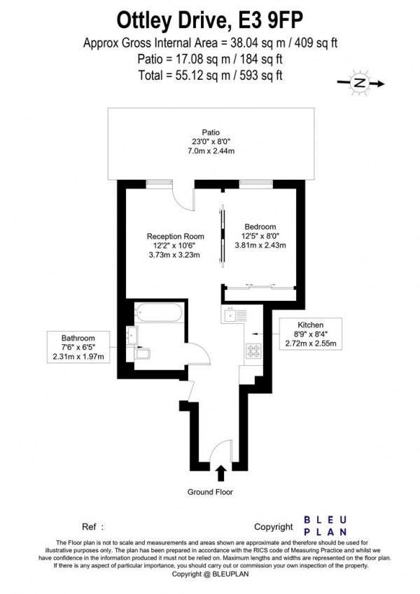 Floor Plan Image for 1 Bedroom Apartment for Sale in Grayston House, Ottly Drive, Kidbrook, SE3