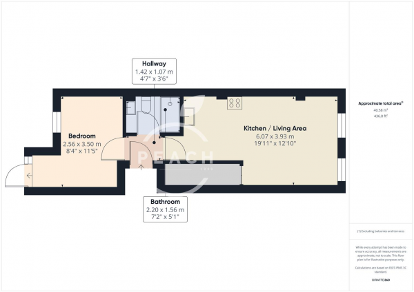 Floor Plan Image for 1 Bedroom Apartment to Rent in Brick Lane, Shoreditch, E1