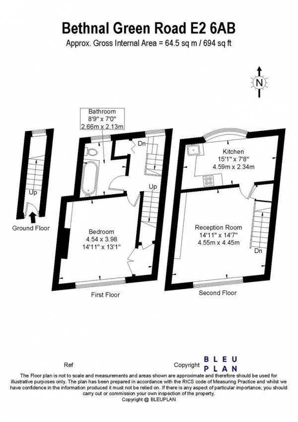 Floor Plan Image for 1 Bedroom Apartment to Rent in Bethnal Green Road, Shoreditch, E2