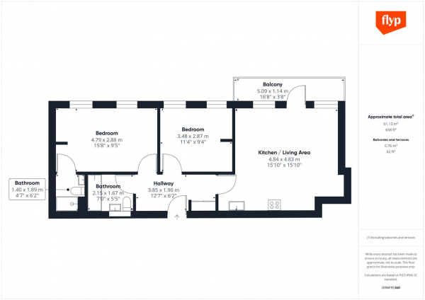 Floor Plan Image for 2 Bedroom Apartment for Sale in Alfred Street,, Mile End, E3