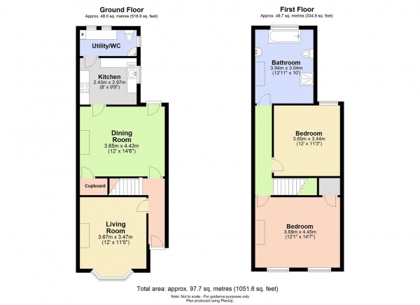 Floor Plan Image for 2 Bedroom Terraced House to Rent in Deacons Lane, Ely