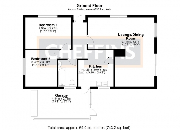 Floor Plan Image for 2 Bedroom Detached Bungalow for Sale in King Cob, Stretham