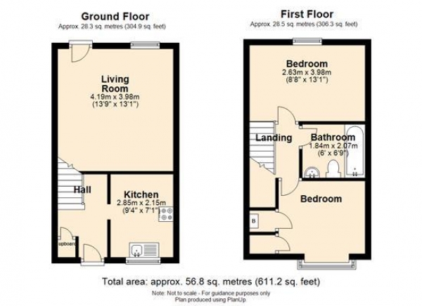 Floor Plan Image for 2 Bedroom Terraced House to Rent in Monkswood, Littleport, Ely