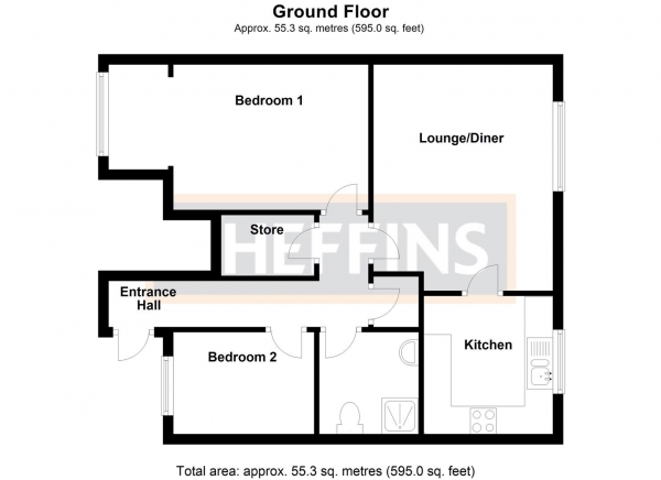 Floor Plan Image for 2 Bedroom Retirement Property for Sale in Bluebell Walk, Soham, Ely