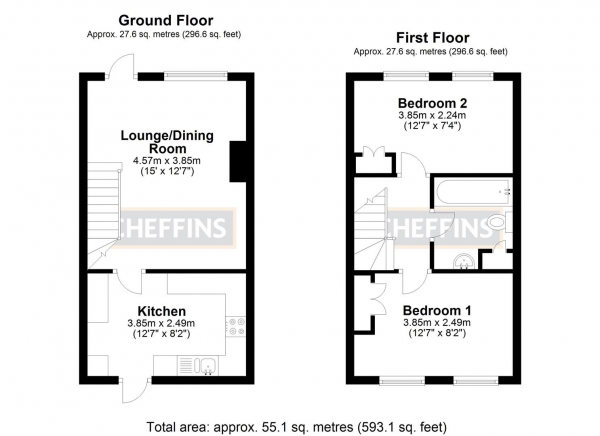 Floor Plan Image for 2 Bedroom Terraced House for Sale in Buckthorn, Ely