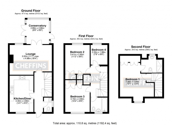 Floor Plan Image for 4 Bedroom Town House for Sale in Columbine Road, Ely