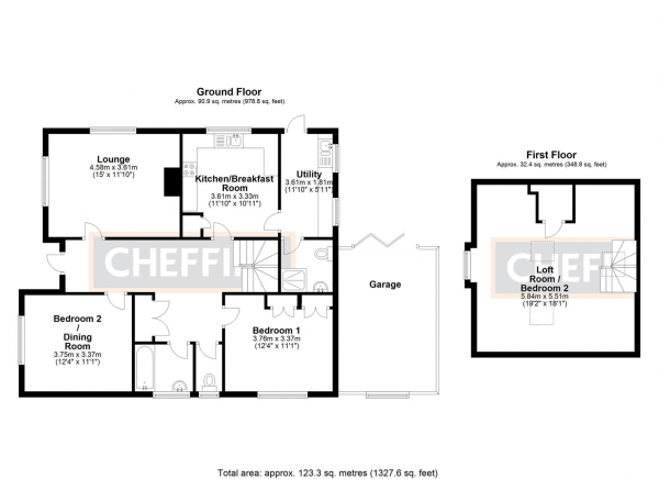 Floor Plan Image for 2 Bedroom Detached Bungalow for Sale in Fieldside, Ely