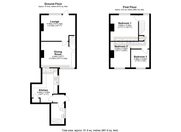 Floor Plan Image for 3 Bedroom Terraced House for Sale in Millcroft, Soham, Ely