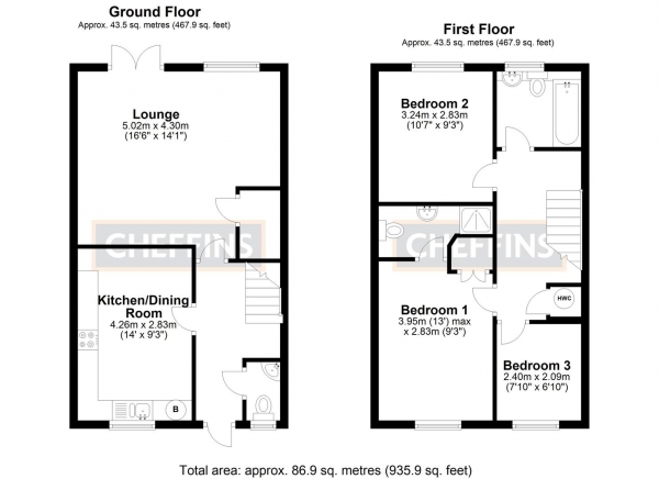 Floor Plan Image for 3 Bedroom Terraced House for Sale in Jersey Way, Littleport, Ely