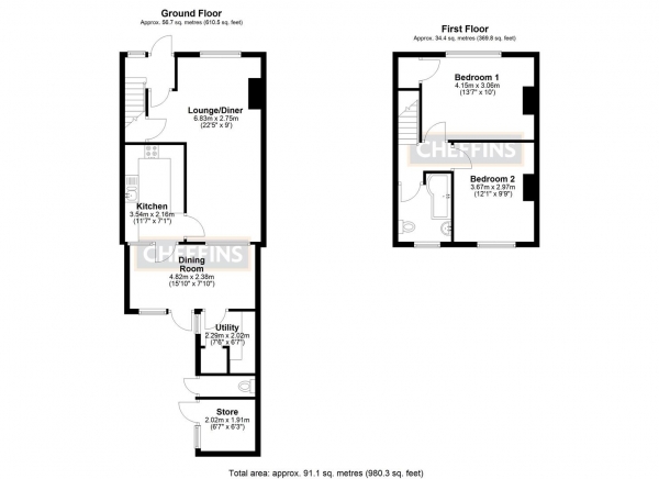 Floor Plan Image for 2 Bedroom Terraced House for Sale in Newtown Road, Haddenham, Ely