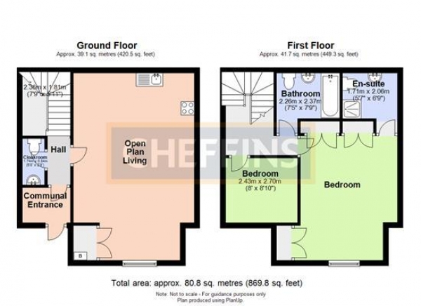 Floor Plan Image for 2 Bedroom Terraced House to Rent in Tower Court, Ely