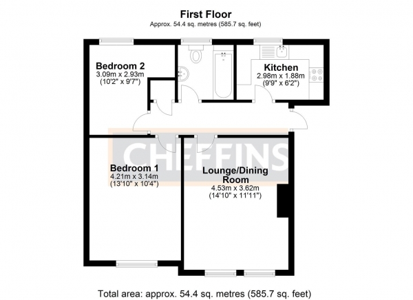 Floor Plan Image for 2 Bedroom Apartment for Sale in Kings Avenue, Ely