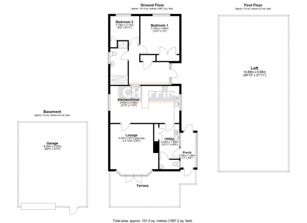 Floor Plan Image for 2 Bedroom Detached Bungalow for Sale in Cannon Street, Little Downham, Ely