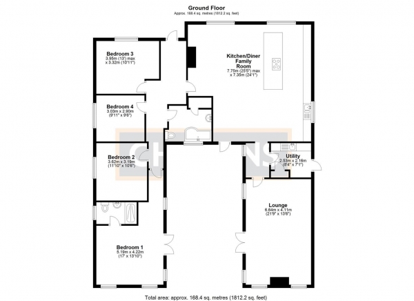 Floor Plan Image for 4 Bedroom Detached Bungalow for Sale in Ely Road, Queen Adelaide, Ely