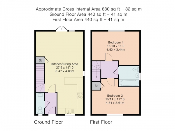 Floor Plan Image for 2 Bedroom Semi-Detached House for Sale in Clarkes Lane, Wilburton, Ely