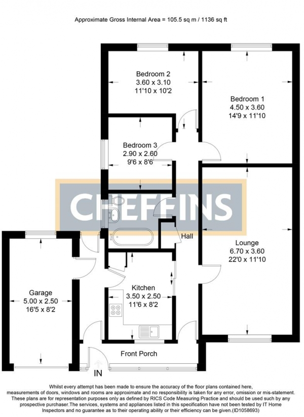 Floor Plan Image for 3 Bedroom Detached Bungalow for Sale in Knowle Court, Littleport, Ely