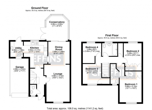 Floor Plan Image for 4 Bedroom Detached House for Sale in Clover End, Witchford, Ely