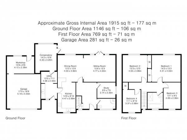 Floor Plan Image for 4 Bedroom Detached House for Sale in Eastwood Close, Sutton, Ely
