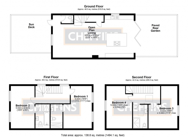 Floor Plan Image for 4 Bedroom Town House for Sale in Three Cups Walk, Ely