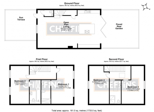 Floor Plan for 4 Bedroom Town House for Sale in Three Cups Walk, Ely, CB7, 4AN - Guide Price &pound720,000