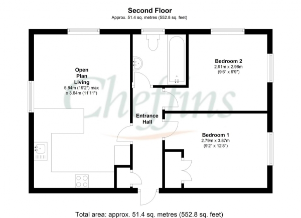 Floor Plan Image for 2 Bedroom Apartment for Sale in Missin Gate, Broad Street, Ely