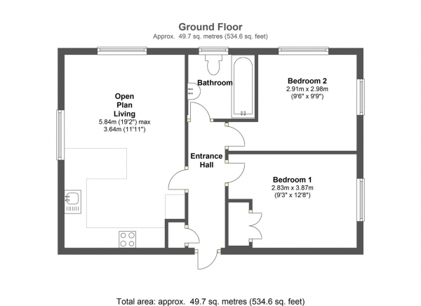 Floor Plan Image for 2 Bedroom Apartment for Sale in Missin Gate, Ely