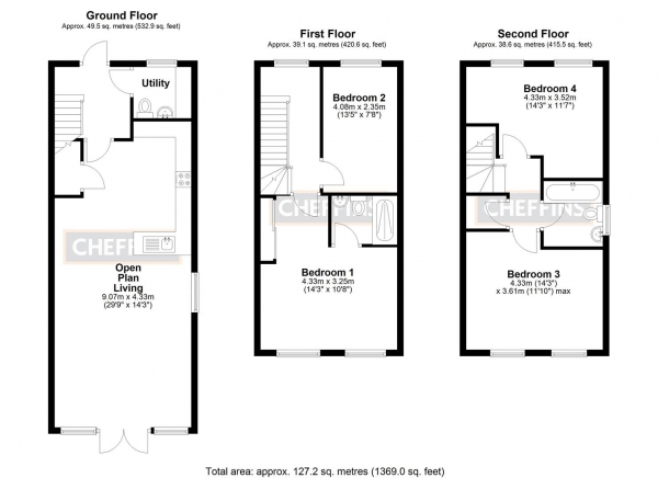 Floor Plan Image for 4 Bedroom Semi-Detached House for Sale in Valerian Gardens, Soham, Ely