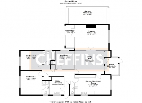 Floor Plan Image for 3 Bedroom Detached Bungalow for Sale in Straight Furlong, Pymoor, Ely