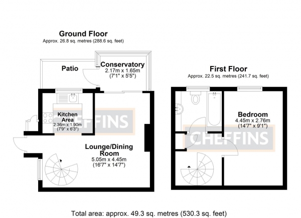 Floor Plan Image for 1 Bedroom End of Terrace House for Sale in Ash Grove, Ely