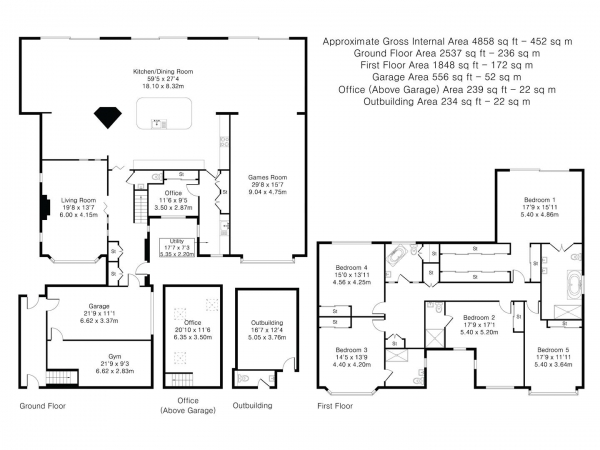 Floor Plan Image for 5 Bedroom Detached House for Sale in Lynn Road, Ely