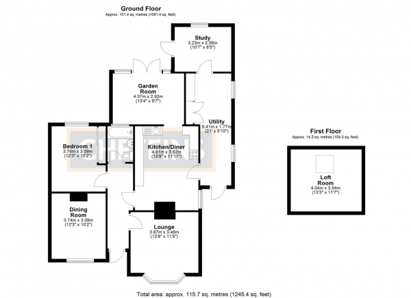 Floor Plan Image for 2 Bedroom Detached Bungalow for Sale in Barkhams Lane, Littleport, Ely