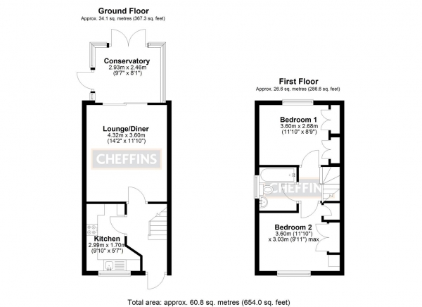 Floor Plan Image for 2 Bedroom End of Terrace House for Sale in Morton Close, Ely