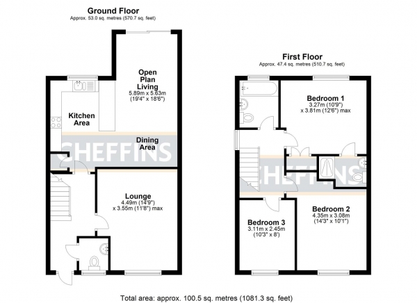 Floor Plan Image for 3 Bedroom Semi-Detached House for Sale in Chestnut Lane, Littleport, Ely