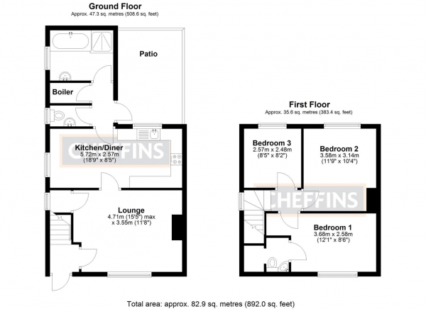 Floor Plan Image for 3 Bedroom Semi-Detached House for Sale in Lawns Crescent, Little Downham, Ely