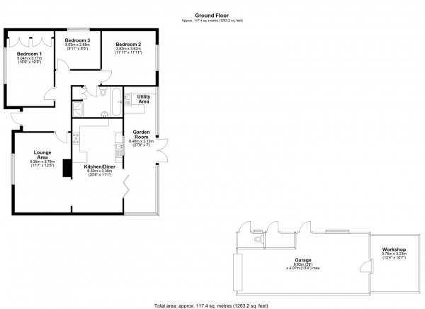 Floor Plan Image for 3 Bedroom Detached Bungalow for Sale in Orchard Row, Soham, Ely