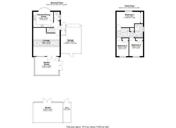 Floor Plan for 3 Bedroom Semi-Detached House for Sale in Dalton Way, Ely, CB6, 1DS - Guide Price &pound375,000