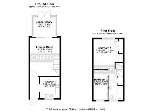 Floor Plan Image for 2 Bedroom Terraced House for Sale in Morton Close, Ely