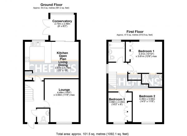 Floor Plan Image for 3 Bedroom Property for Sale in Barley Way, Littleport, Ely