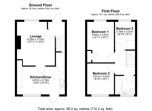 Floor Plan Image for 3 Bedroom Terraced House for Sale in Church Lane, Littleport, Ely