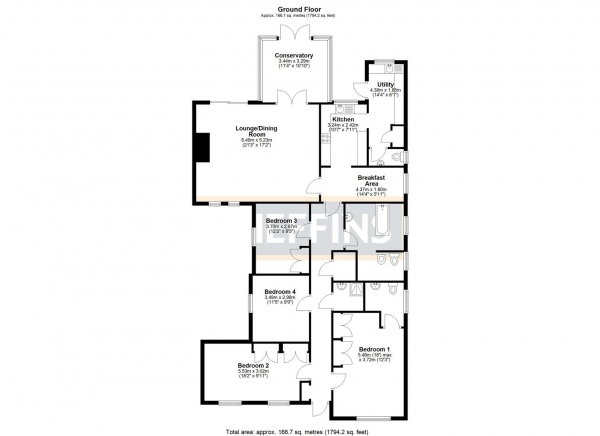 Floor Plan Image for 4 Bedroom Detached Bungalow for Sale in Mereside, Soham, Ely