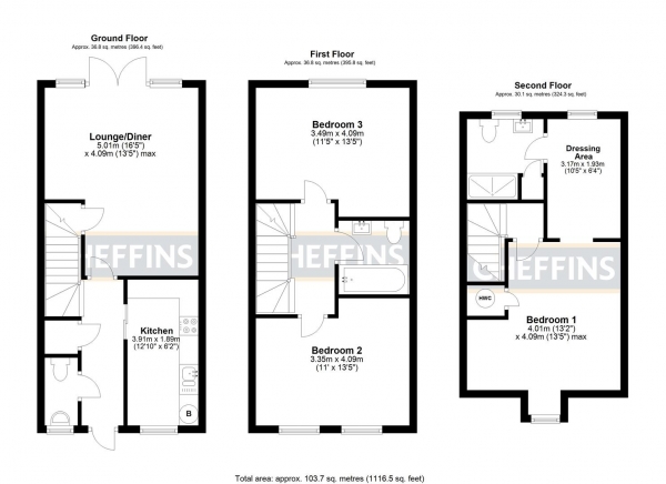 Floor Plan Image for 3 Bedroom End of Terrace House for Sale in Allen Road, Ely