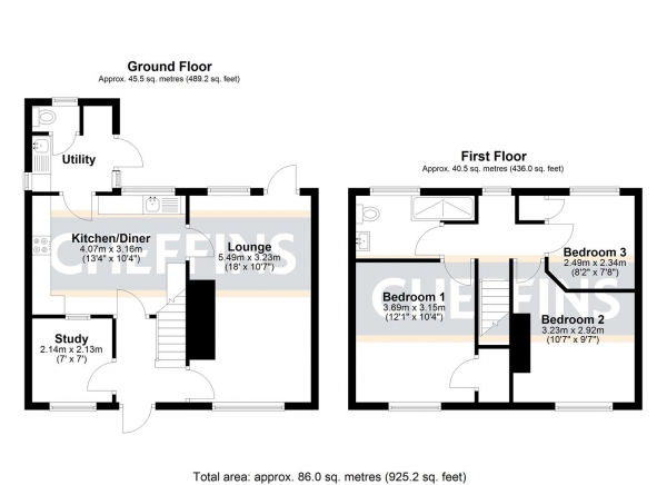 Floor Plan Image for 3 Bedroom End of Terrace House for Sale in The Orchards, Sutton, Ely