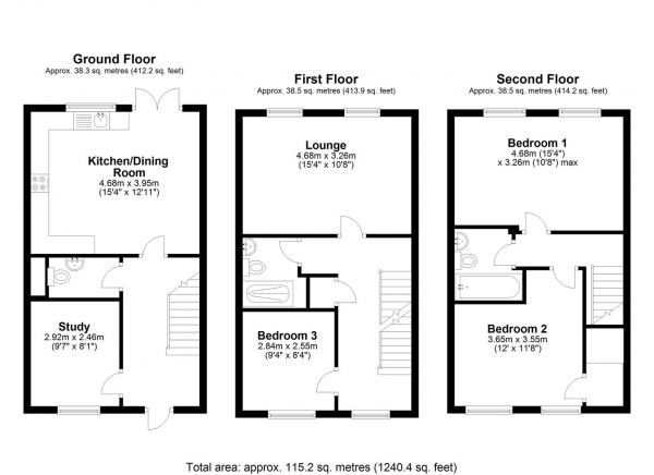 Floor Plan Image for 4 Bedroom Town House for Sale in Kings Avenue, Ely