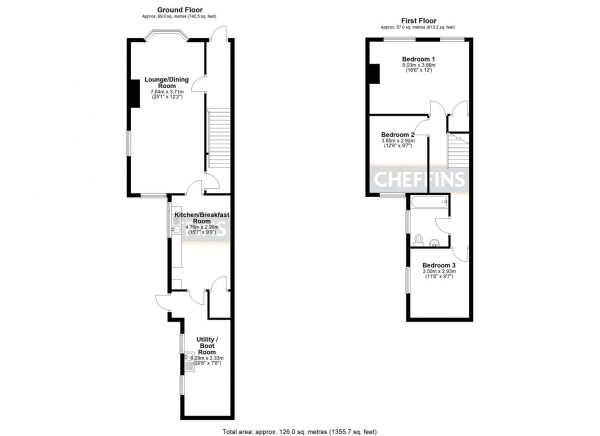 Floor Plan for 3 Bedroom Link Detached House for Sale in Silt Road, Littleport, Ely, CB6, 1QD - Guide Price &pound349,950