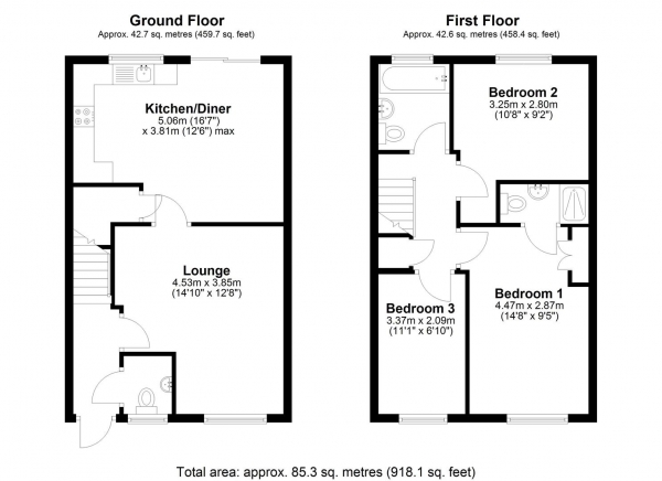 Floor Plan Image for 3 Bedroom End of Terrace House for Sale in Yeomans Way, Littleport, Ely