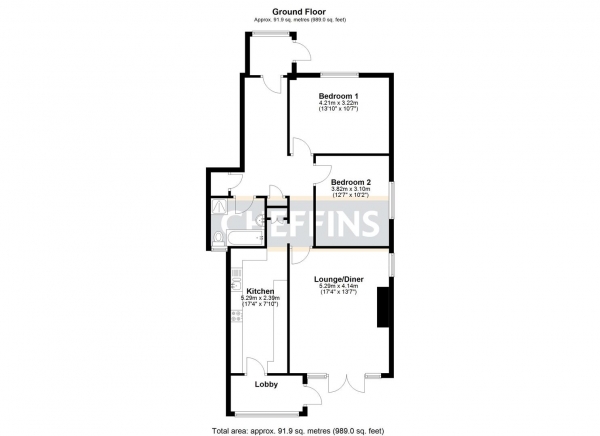 Floor Plan Image for 2 Bedroom Semi-Detached Bungalow for Sale in Pound Lane, Sutton, Ely