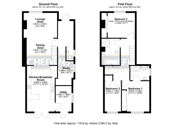 Floor Plan Image for 3 Bedroom Semi-Detached House for Sale in The Cotes, Soham, Ely