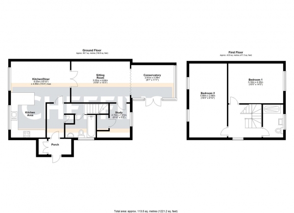 Floor Plan Image for 2 Bedroom Semi-Detached House for Sale in Elm Close, Witchford, Ely